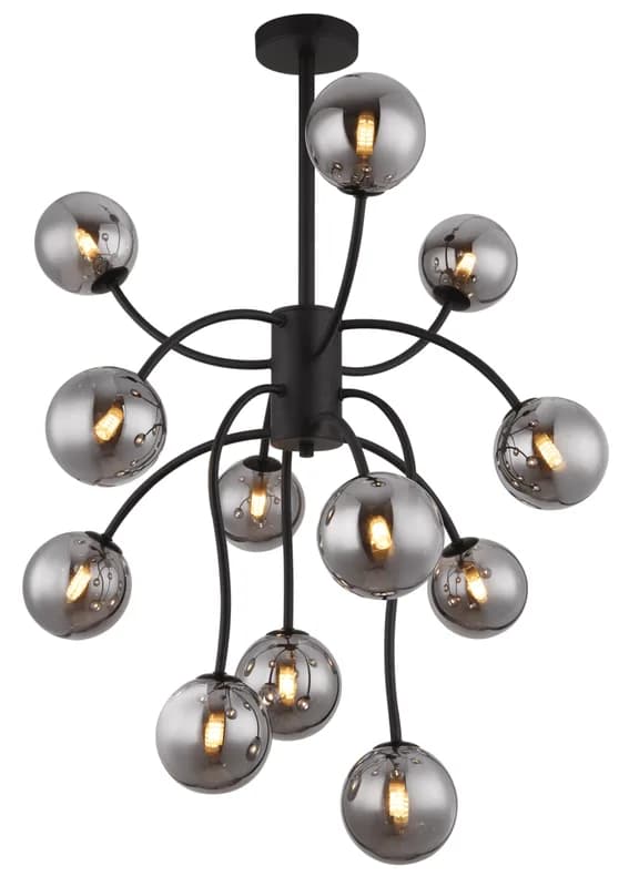 PLAFONSKA LAMPA RIHA 12D 3000K BLACK SMOKE GLASS 12xG9 56133-12D1 GLOBO