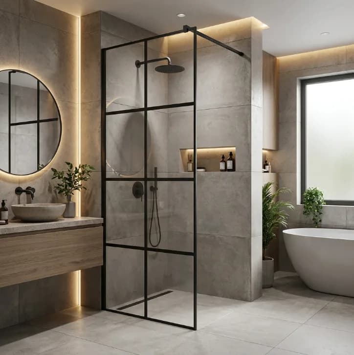 Tus staklo Melia 90x190cm Crne linije
